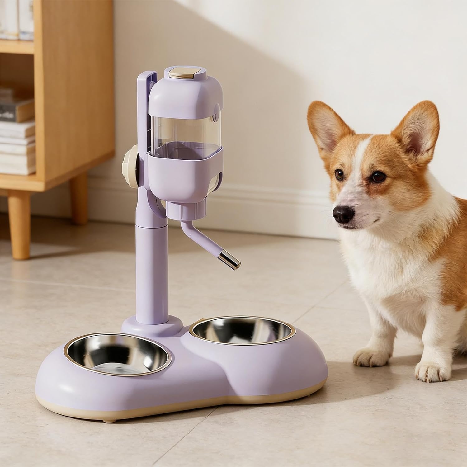 Generic Pet Standing Water Dispenser Cat Dog Bowl Pet Automatic Water Drinker for Small Animal, Violet