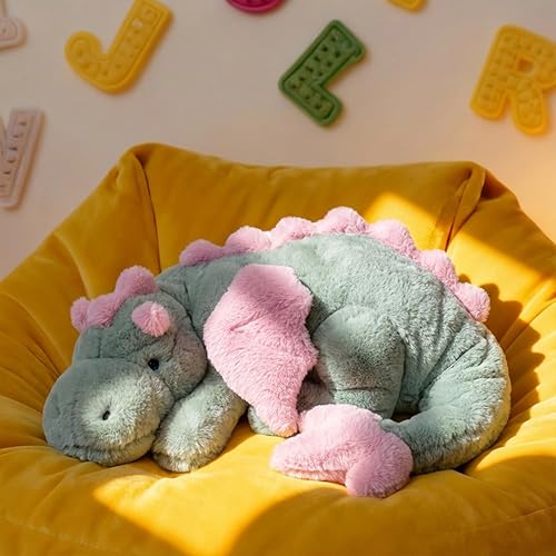 Miniatura 53 de ARELUX Peluche grande de dragón de 36 pulgadas, suave peluche de pterosaurio verde, almohada gigante de dinosaurio mullido con alas para amigos