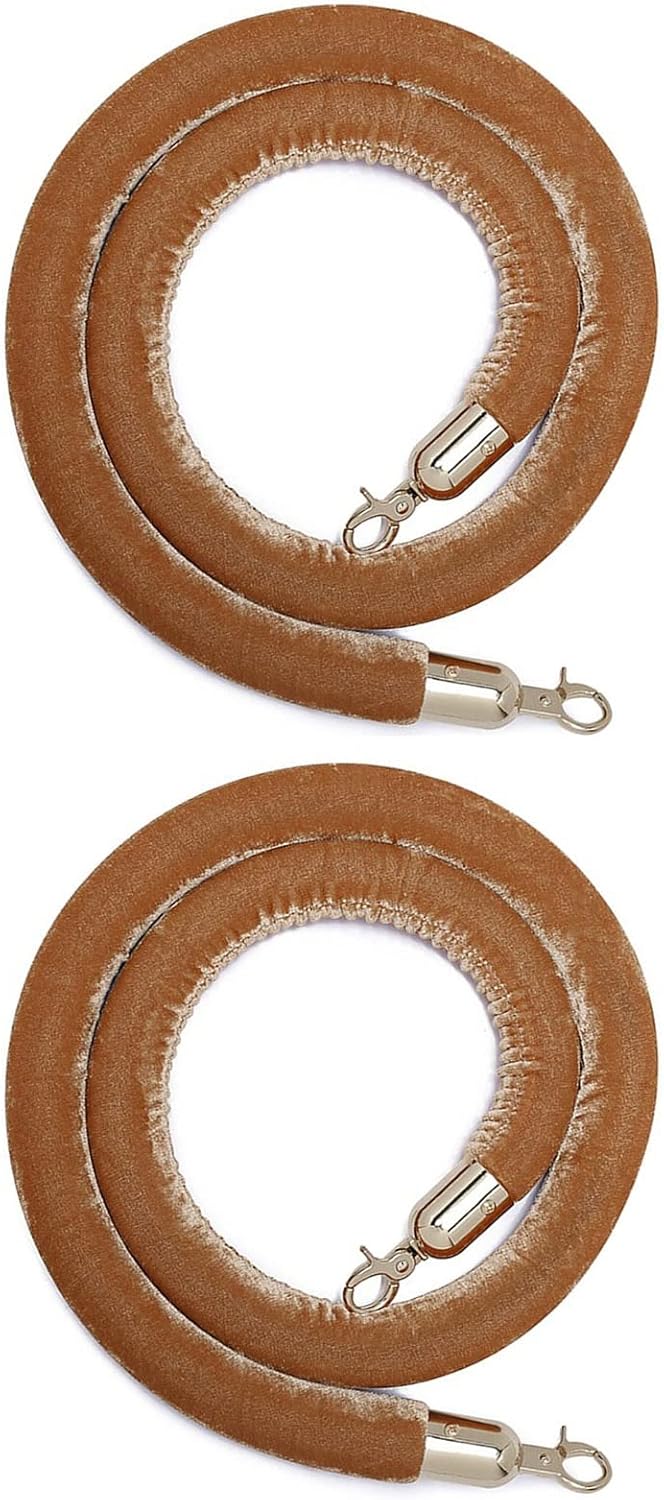 White Velvet Stanchion Rope with Gold Hook, Crowd Control Rope with Silver Clasps, Ropes Safety Barrier Velvet Rope for Grand Openings, Velvet Stanchion Hanging Ropes, Rope Barrier 3/4/5/10Ft ( Color