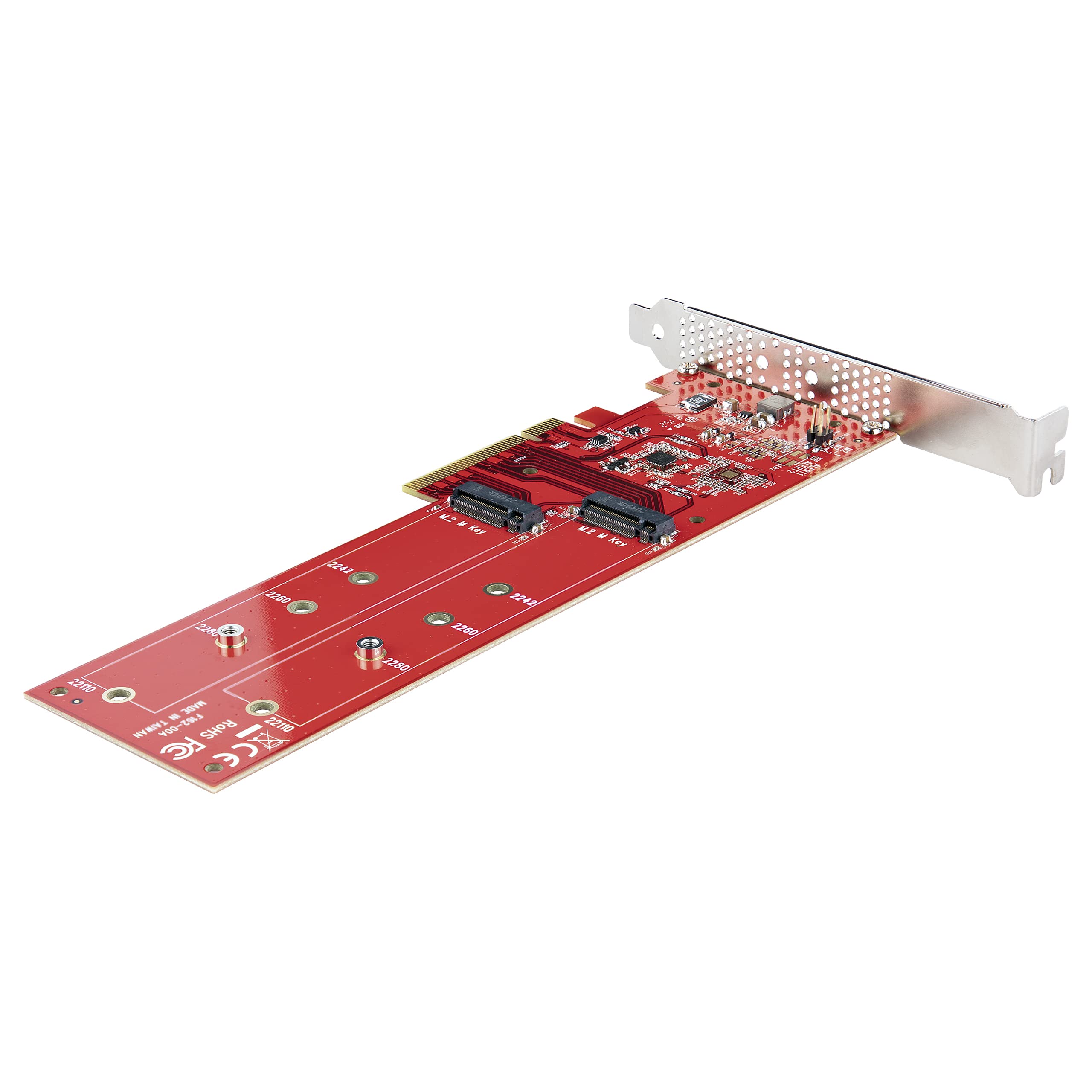 StarTech Tarjeta PCIe Adaptadora para 2 SSDs M.2, PCI Express x8 o x16 a NVMe Doble o SSDs M.2 AHCI, PCI Express 4.0, 7,8Gbps por Unidad con Bifurcación - Windows o Linux (DUAL-M2-PCIE-CARD-B), Rosso