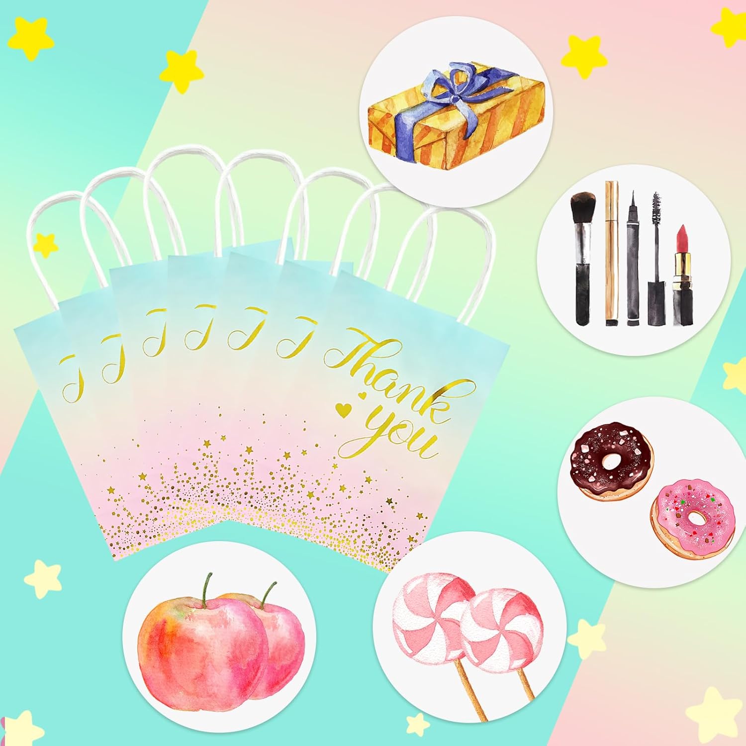 OFIHANLY 24Pcs Small Thank You Gift Bags with Handles Party Favor Goodie Paper Bags Bulk for Kids Birthday, Baby Shower, Wedding, Bridal Shower - Image 4