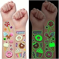 Vista 1 de 12 hojas de tatuajes temporales luminosos, 140 estilos, tatuajes falsos impermeables para niños y niñas, hombro de brazo, adhesivo para recuerdos
