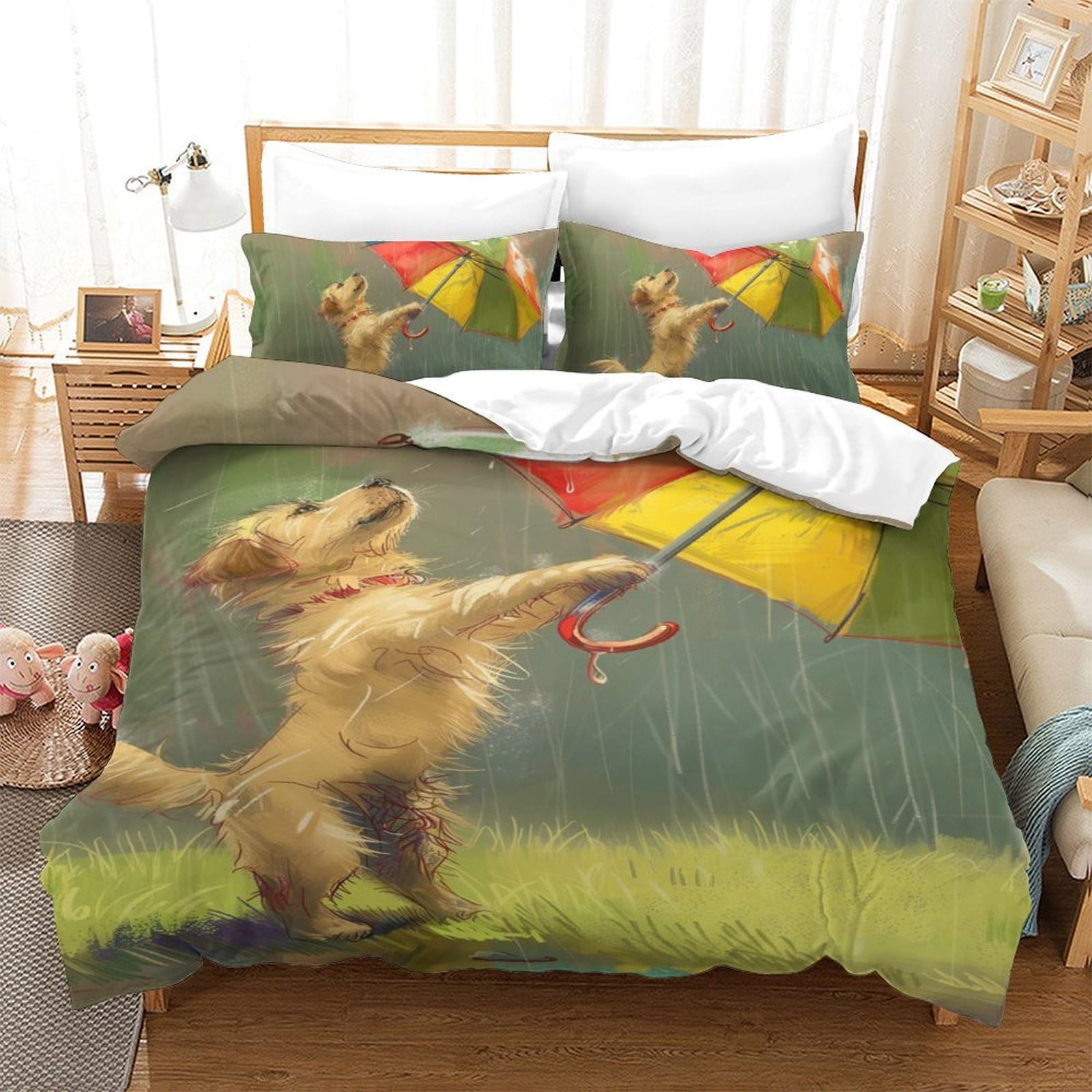 Housse de couette anti-transpiration Golden Retriever pour lit simple 140x200cm
