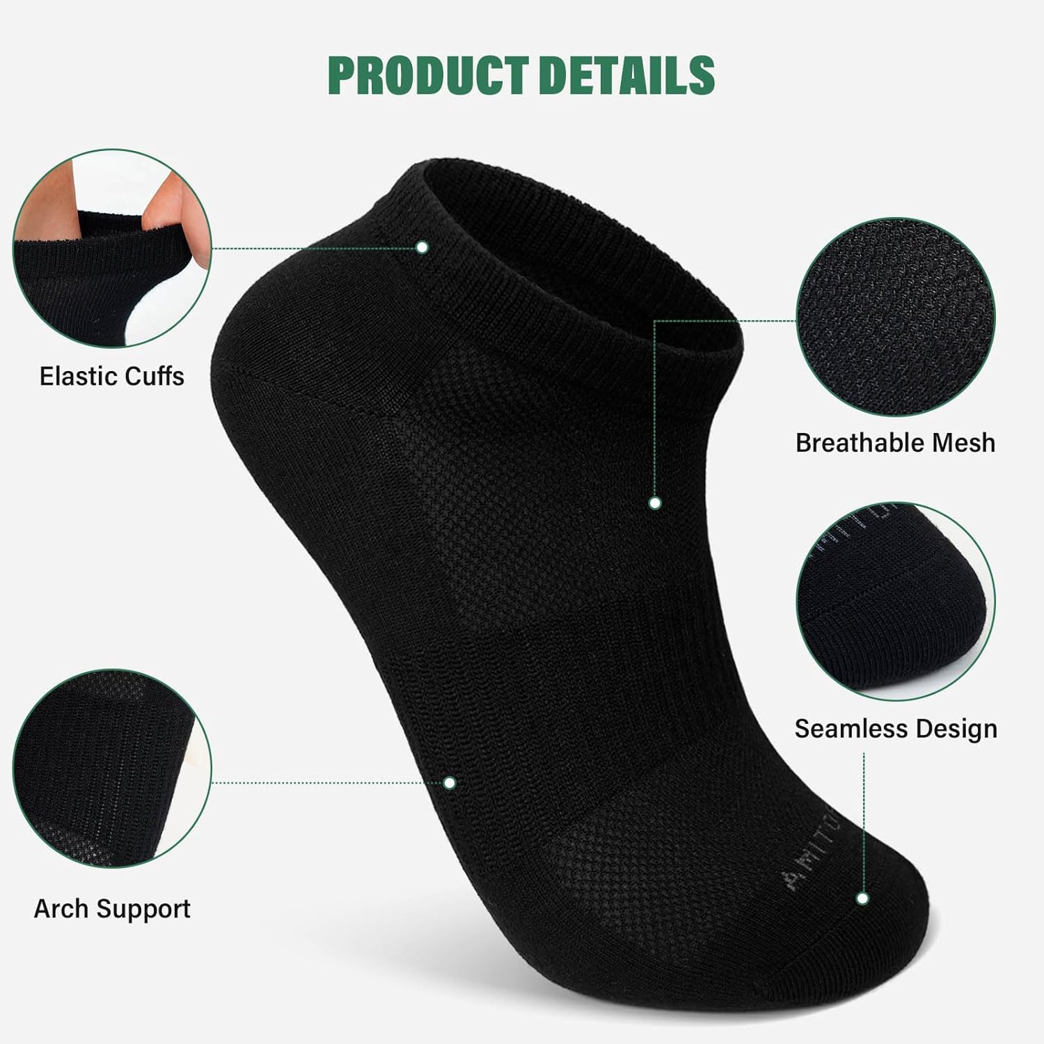 ZAKASA Bamboo Viscose Ankle Socks: No Show Low Cut Socks for Men Women Breathable Athletic Running Workout 6 Pairs - Image 3