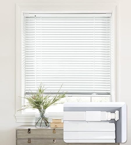 LazBlinds Mini persianas de aluminio de 1 pulgada sin herramientas, sin necesidad de taladro, persianas inalámbricas para ventanas, persianas