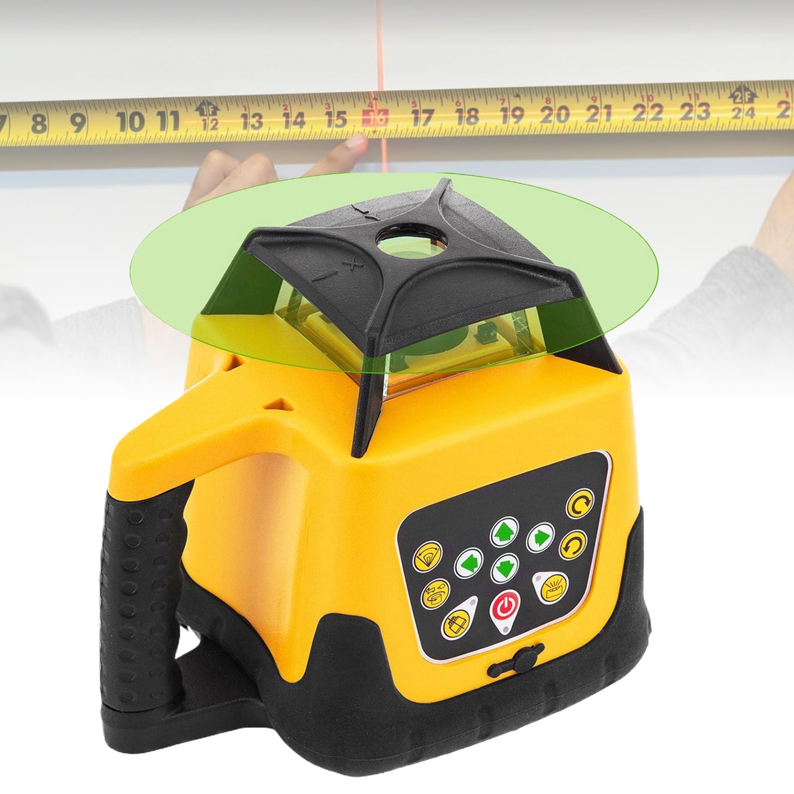1650ft Livella Laser Rotante, 360° Laser A Croce Rossa Autolivellante, 5 Velocità Di Rotazione E 4 Angoli Di Scansione Regolabili, Modalità Di Autolivellamento Manuale Con Telecomando(Yellow)