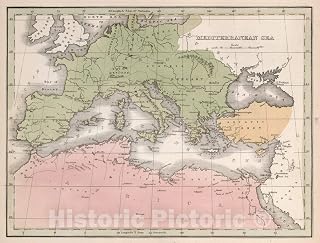 Historic Map : Mediterranean Sea. A Comprehensive Atlas, Geographical, Historical & Commercial, 1838 Atlas - Vintage Wall Art - 24in x 18in