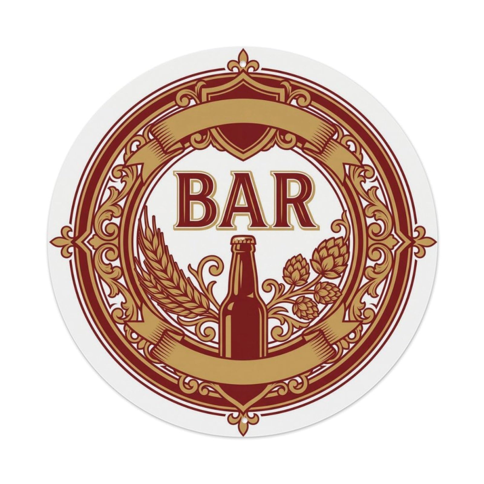 BAR Vintage Brewery Shield 1 Metal Tin Sign Plaque Wall Decor for Cafe, Club Bar, Office, Home Garden Round Metal Poster 8x8Inch