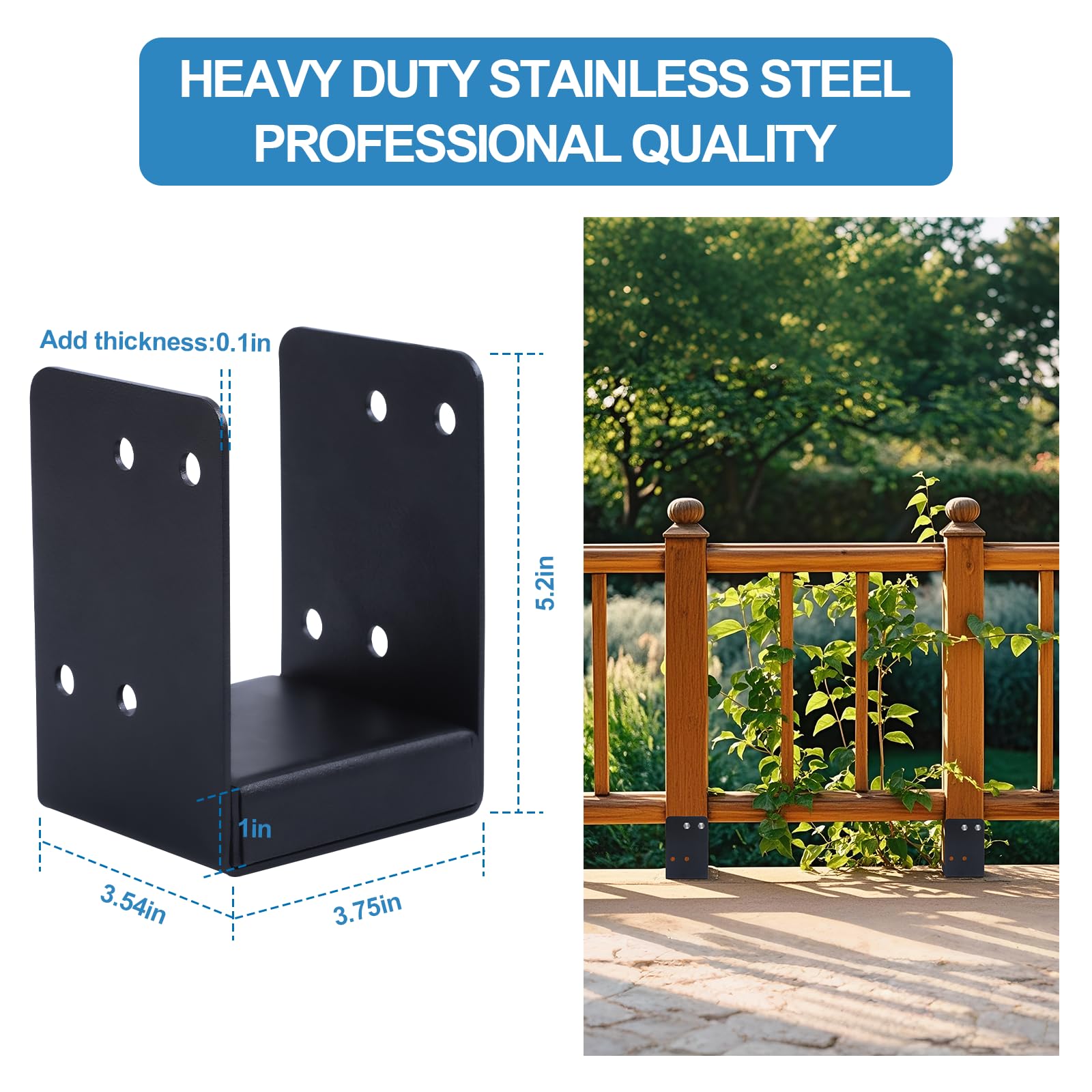 Snapklik.com : YeeJinHong 4x4 Inch Heavy Duty Stainless Steel Post Base ...