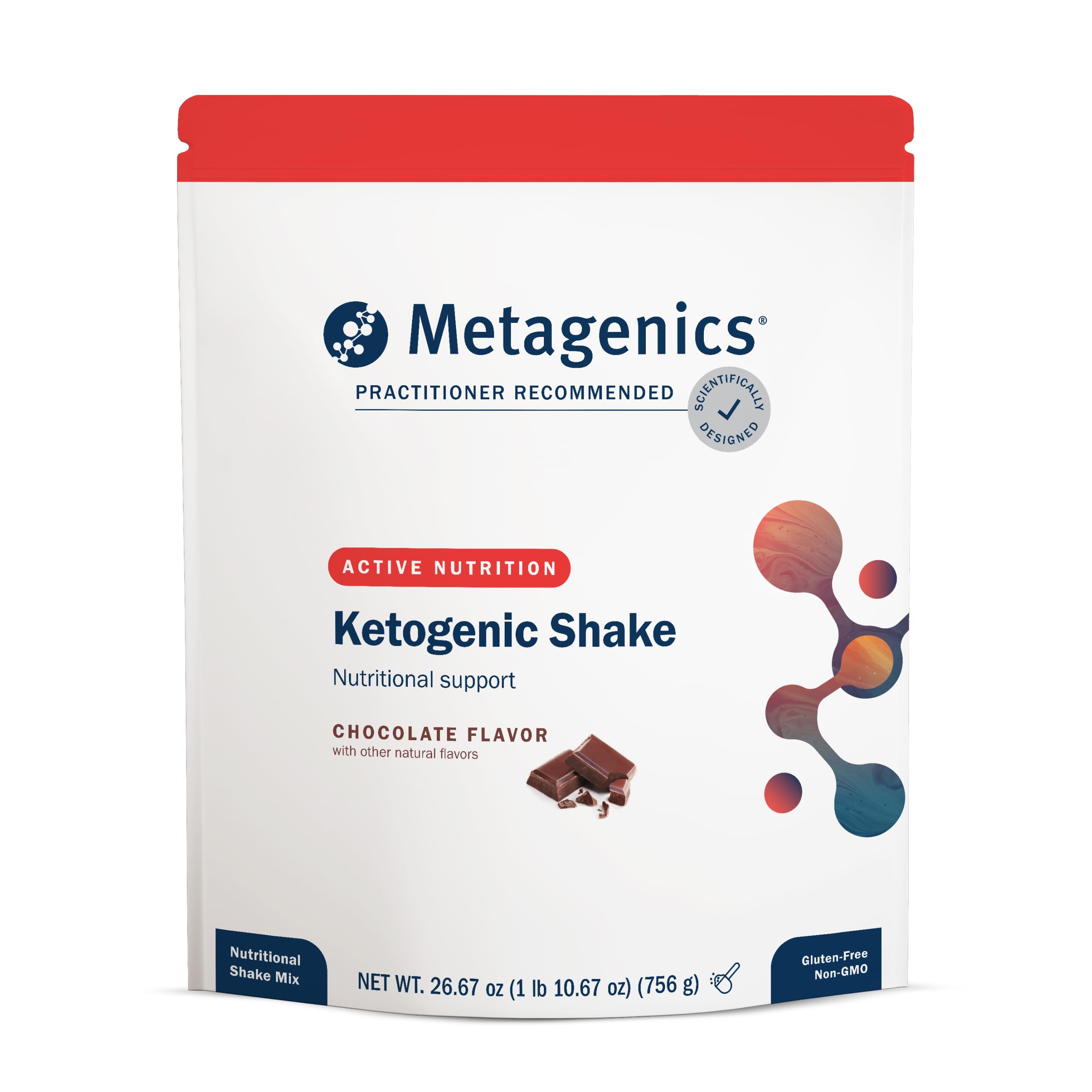 Batido cetogénico Metagenics - Batido de proteínas para dieta cetogénica - 25 vitaminas y minerales - Con biotina, calcio, hierro y manganeso - Sin OMG ni gluten - Chocolate - 14 porciones