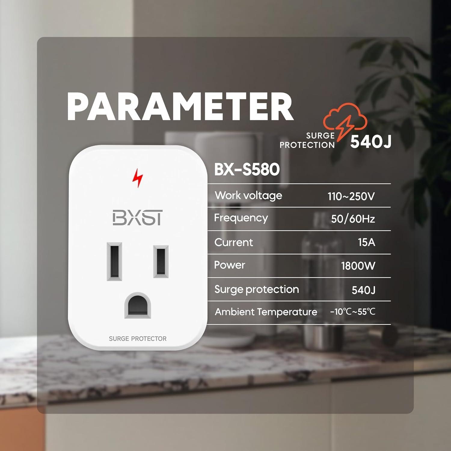 BXST Single Outlet Surge Protector for Refrigerator Small Wall Tap Surge Protector Single Plug 120V Small Socket Lightning Protection for PC, TV, Phone, PS5 and Home Appliances, 15A, 1800W, 4 Pack