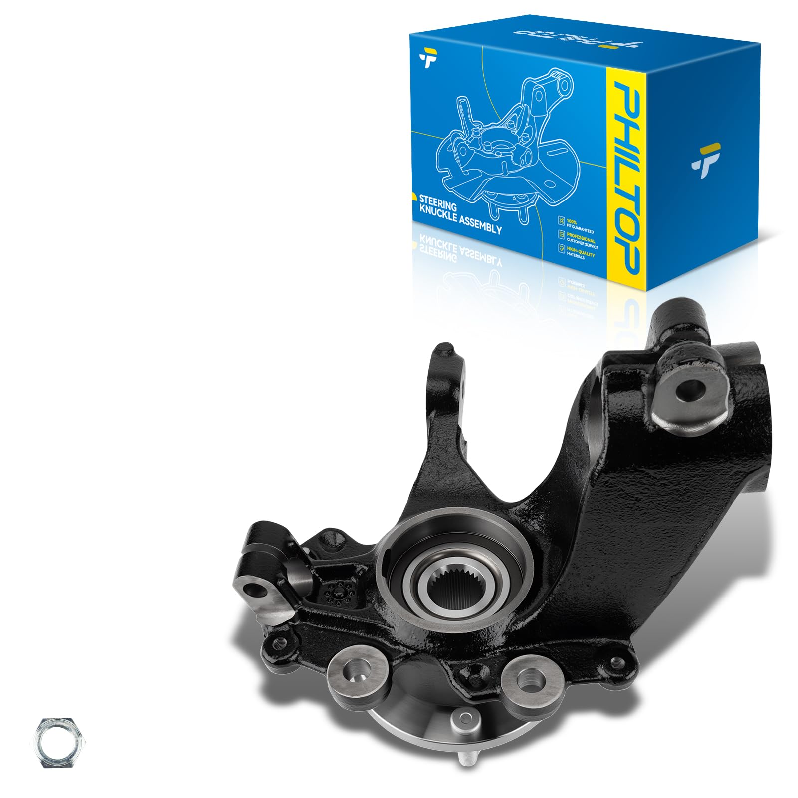 PHILTOP 1PC Front Steering Knuckle &amp; Wheel Bearing Hub Assembly Fit for Ford Focus 2012-2018,steering knuckle assembly Left Driver Side Replaces BR935005LK