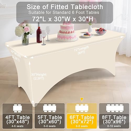 Miniatura 88 de Smiry Paquete de 2 manteles de elastano de 6 pies, elásticos ajustables, lavables y sin arrugas, rectangulares para mesa de patio, para exteriores,