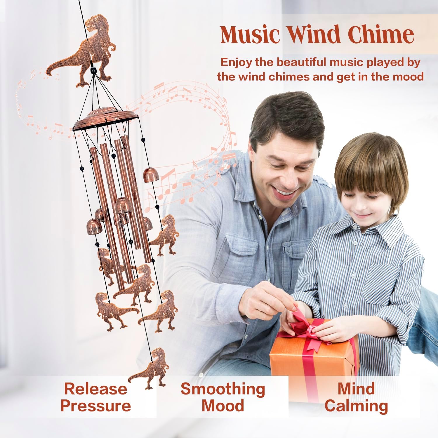 Dinosaur Wind Chimes for Outside,Dinosaur Gifts for Adults Men Women/Memorial/Birthday Metal windchimes Outdoors/Indoors,Garden,Patio,Home,Porch,Yard Decoration