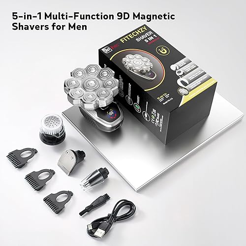 Miniatura 9 de Maquinilla de afeitar eléctrica para hombres, afeitadoras de cabeza para hombres calvos, maquinillas de afeitar eléctricas 5 en 1 con afeitadora de