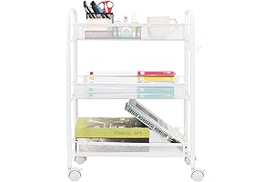 OVICAR Multifunctional 3-Tier Rolling Cart with Side Hooks