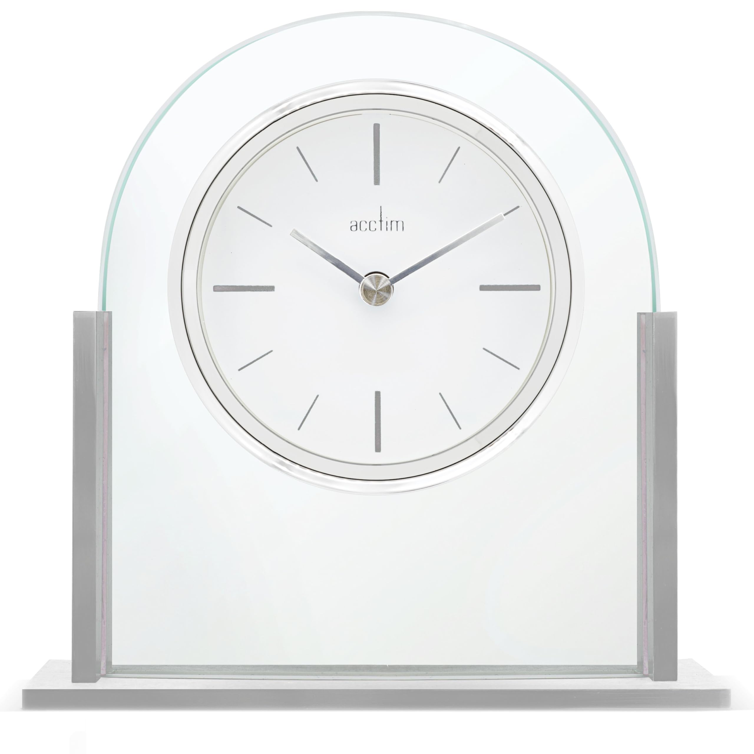 Acctim Silver Wootton 37057 Arched Glass And Metal Table Clock