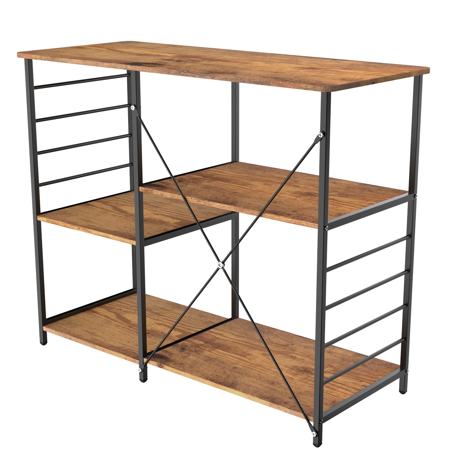 Étagère Micro Ondes Cuisine Arrangement Multi étagères Grande capacité avec Rangement pour Micro Onde et appareils Cuisine Plusieurs Tailles (Bois brûlé/Noir, 39 * 90 * 82cm)