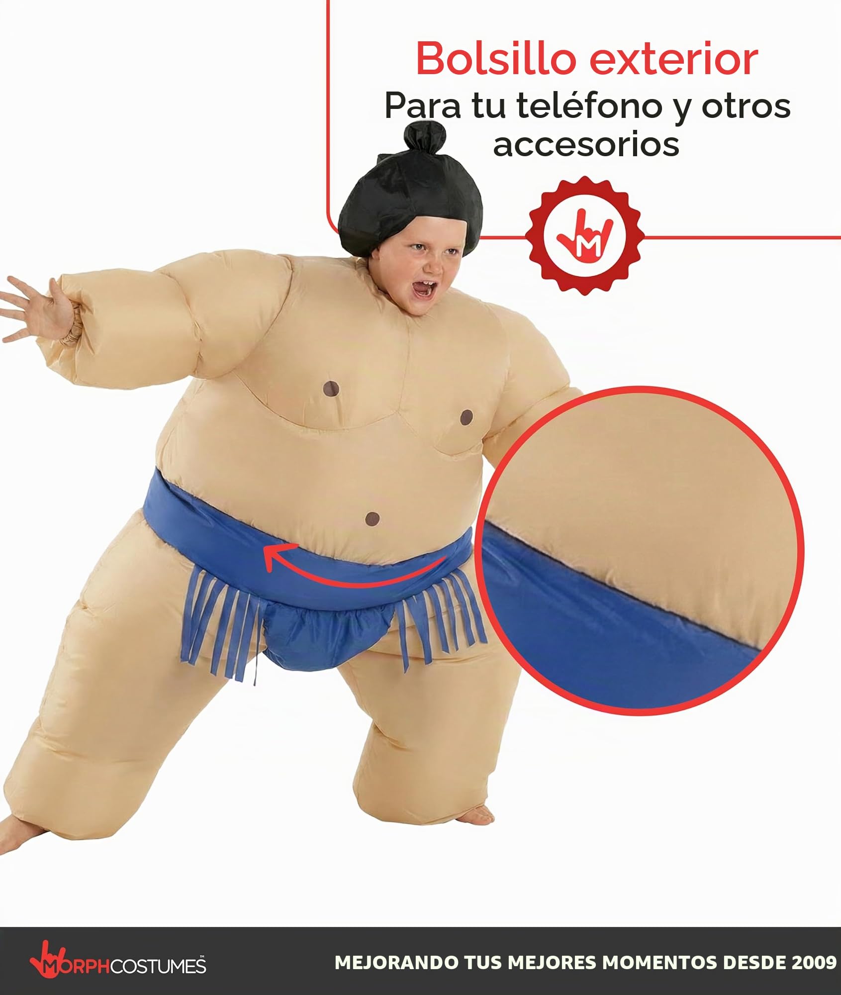 Morph Disfraz Sumo Hinchable Niño y Niña, Luchador Sumo, Disfraces para Carnaval y Halloween