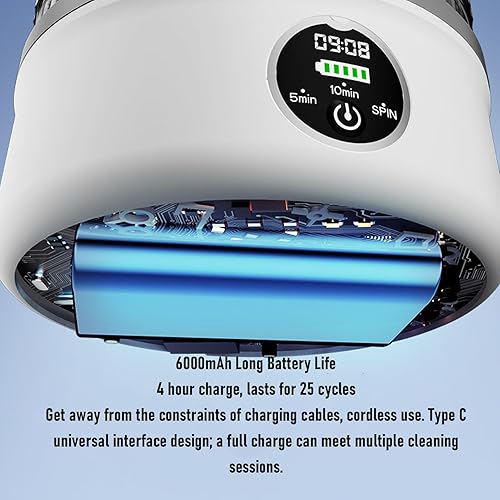 Miniatura 3 de Diydeg Lavadora portátil, 6000 mAh recargable inalámbrica para ropa interior con LED digital, motor de alta velocidad de 16000 rpm para viajes,