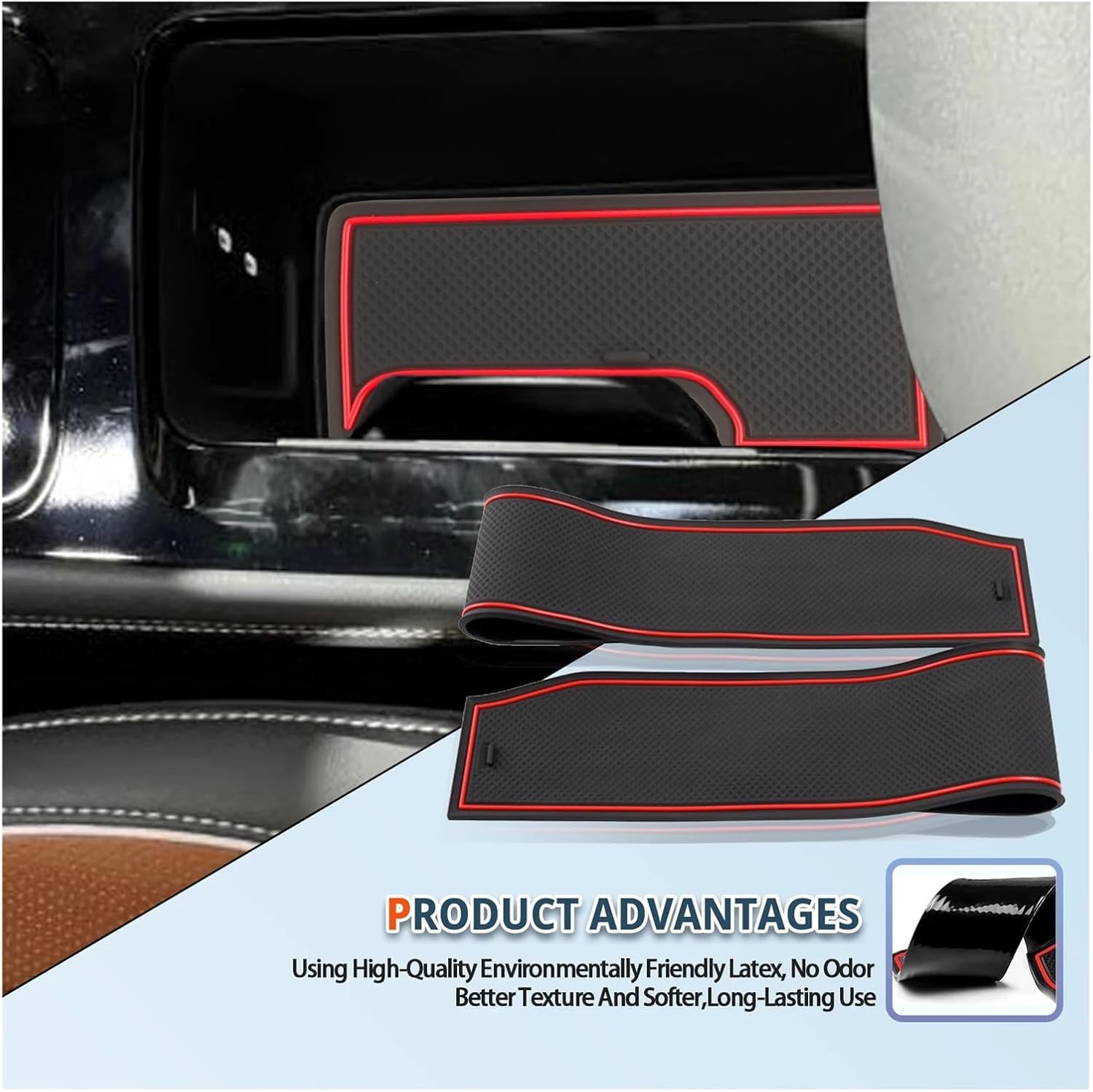 Car Door Groove Mat Anti-Slip Slot Pad Auto Interior Compatible with VW Tiguan 2025 Accessories Compatible with VW Tiguan 2025(8ledset)