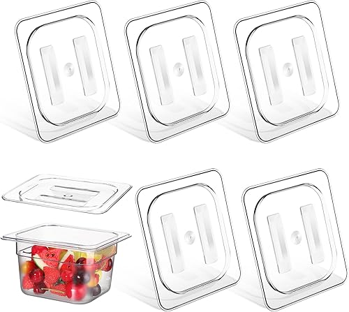 Miniatura 1 de 6 tapas de policarbonato para sartenes de alimentos con asa, 1/6 1/2 pulgadas, tapa transparente de plástico para hotel, tapas de hotel, para