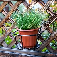 Vista 5 de HowRU Iron Art Hanging Baskets Flower Pot Holder Over The Rail Metal Fence Planters Assemble - Pack of 3 (Black)