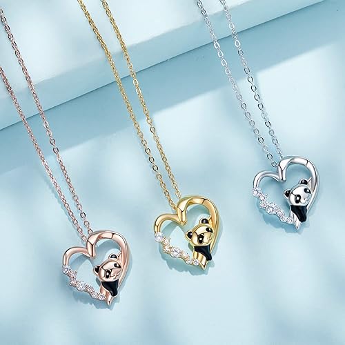 Miniatura 5 de Collar de plata de ley 925 con dije de perro y gato y panda para mujer, lindo y delicado collar con colgante de animales, regalos para gatos, mamá,