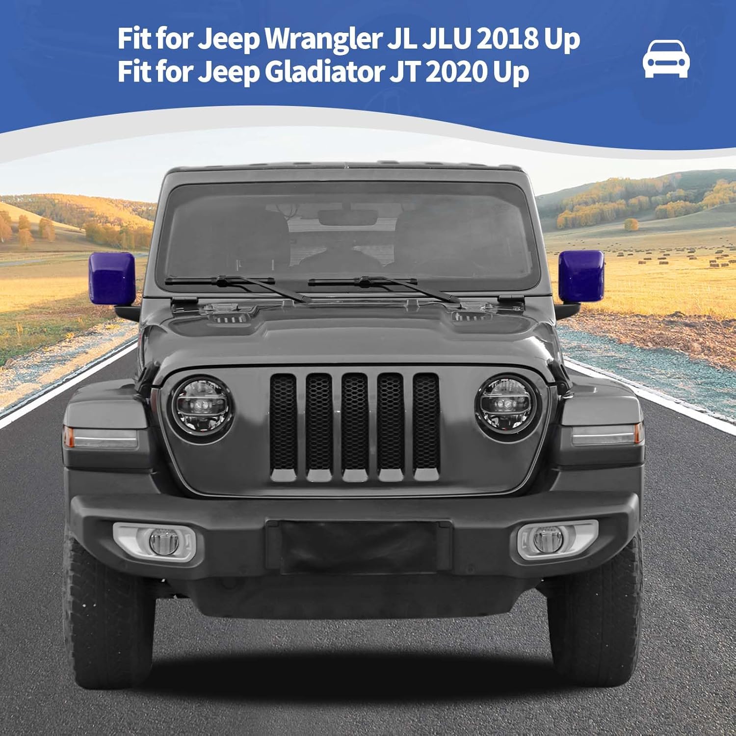 RT-TCZ for Jeep JL Outside Mirror Cap Cover Trim Purple for Jeep Wrangler JL JLU 2018-Present for Gladiator JT 2020-Present Purple Exterior Accessories 2pcs