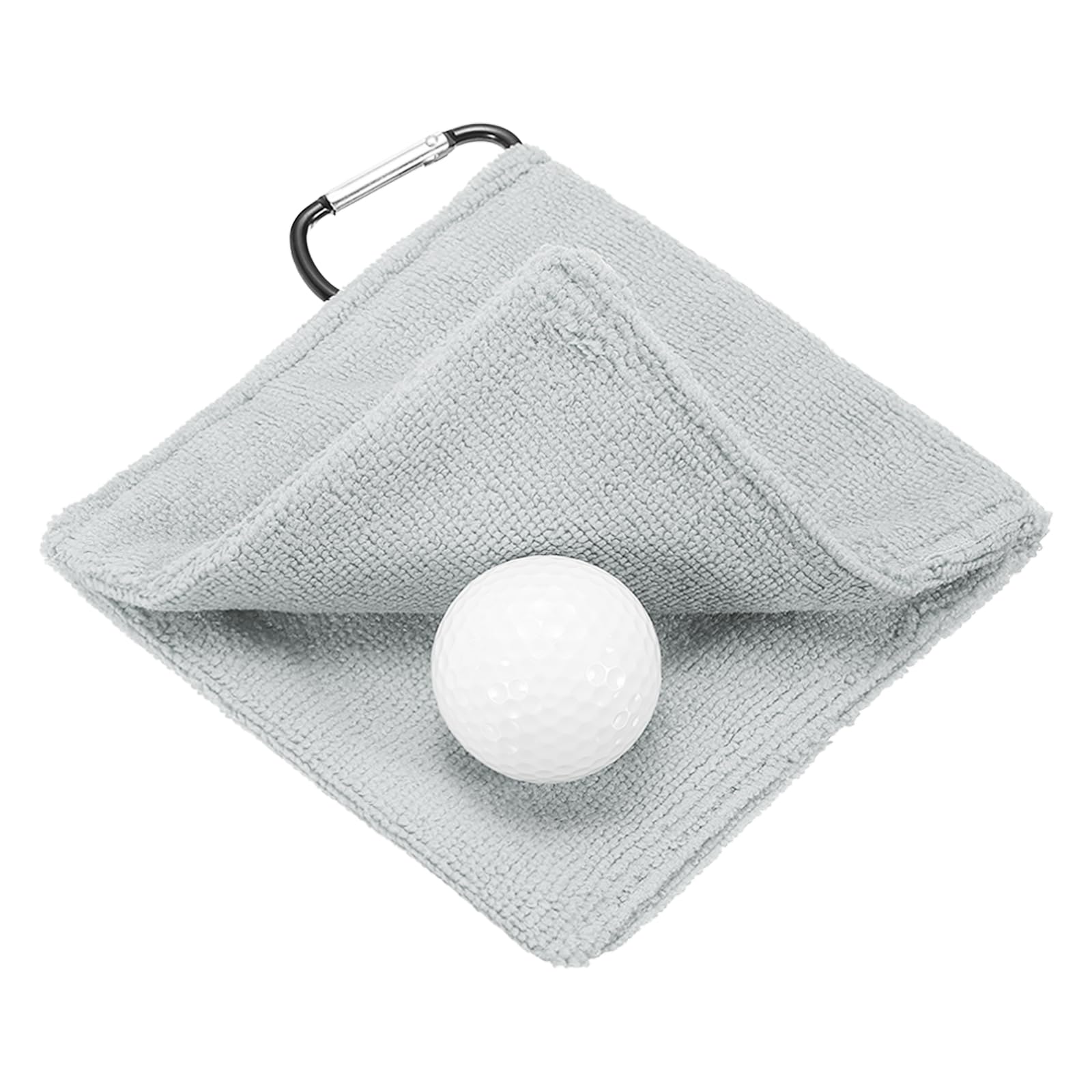YELARXI Small Microfiber Golf Towel, Pocket Golf Ball Towel with Clip Fitting For (Bags/Carts/Clubs-Cleaning Accessories-Men/Women) 6 Inch & 1 Pack & Light Gray โ image 1