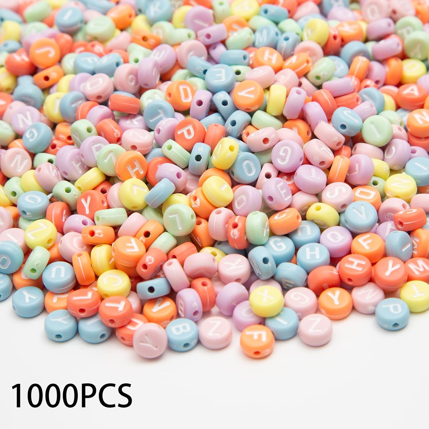 1000pcs Colorful Letter Beads, 4x7mm Acrylic Alphabet Beads A-Z Round Letter Beads for Friendship Bracelets Necklaces DIY Crafts Gifts Jewelry Making (Colorful) - Image 2