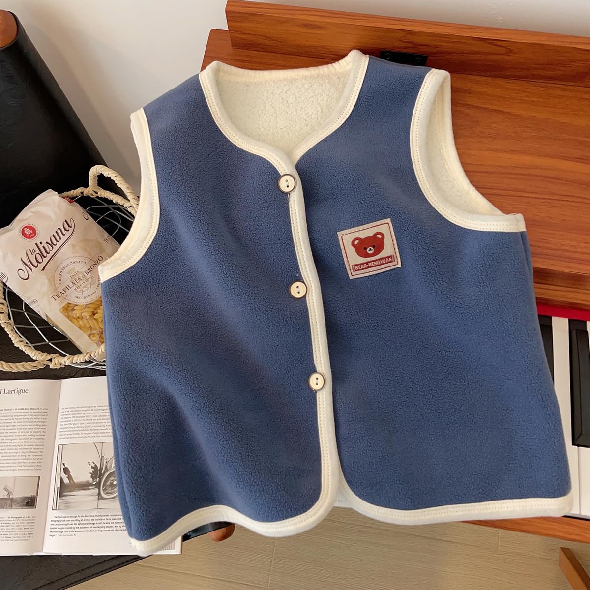 2 pcs Gilet en Polaire pour Bébé Garçons Filles 6 9 12 24 mois Manteaux sans Manches Doux Beau Dessin Animé éléphants Motif Manteau Gilet Veste Pour Enfants 6 mois-4ans