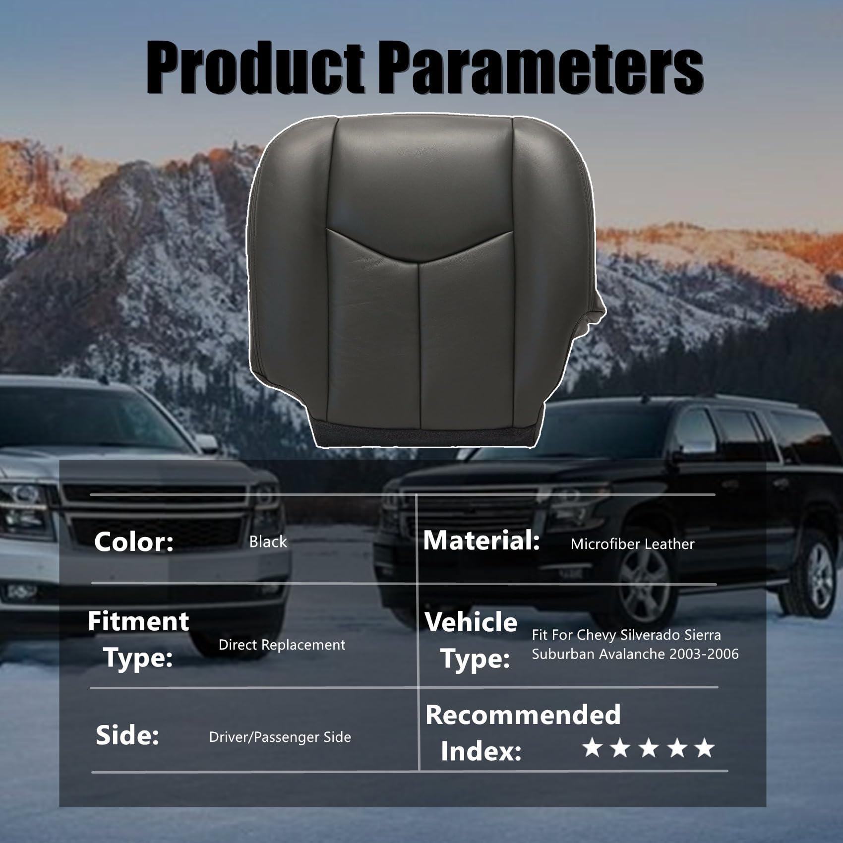 Priprilod 692 or 69i Dark Gray Driver Side Bottom & Foam Cushion Replacement Seat Cover Compatible with Chevy Silverado Tahoe Suburban Avalanche GMC Sierra Yukon XL 2003 2004 2005 2006