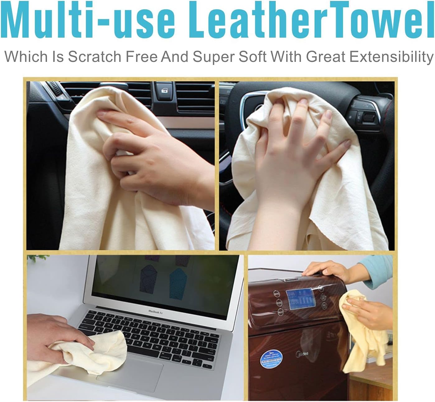 Chamois Cloth for Car - Drying Towel Shammy Towel Natural Real Leather Washing Cloth Cleaning Towel Car Wipes - Chamois Cloth Art Cloth Accessory (31.5'' x 20'')