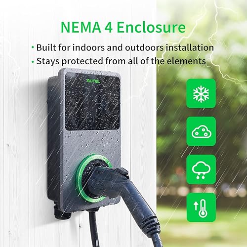 Vista 11 de Autel MaxiCharger Home - Cargador inteligente para vehículos eléctricos (EV), 40 amperios nivel 2 Wi-Fi y EVSE habilitado para Bluetooth, estación
