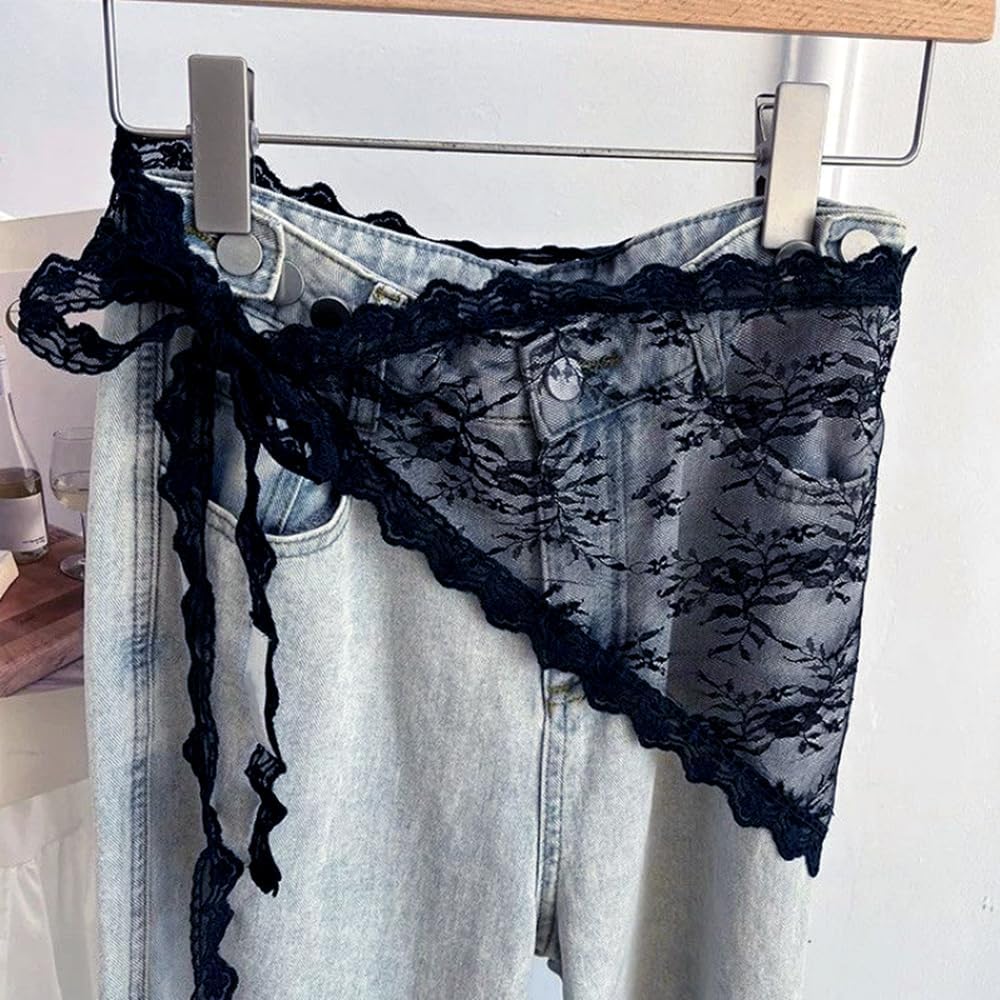 Lace Triangle Head Scarf For Women's Hair Accessories Embroidery Peony Flower Bandana Head Scarves Vintage Black Triangle Cover Up Skirt Tops Stacked Handbag Bag Purse Waist Belt Neck Hair Scarf - Image 8