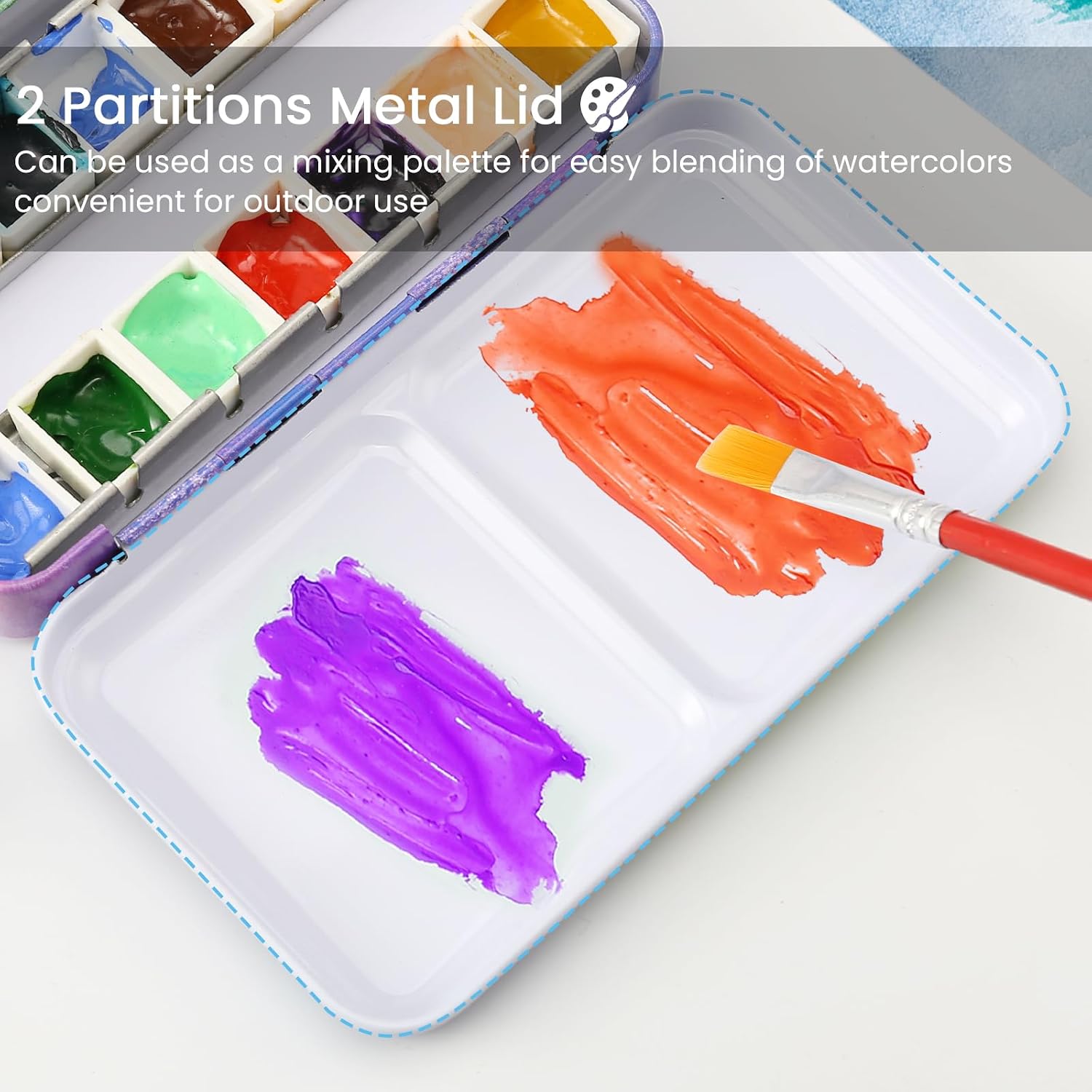 Empty Watercolor Palette Tin - Metal Watercolor Palette Empty with 14PCS Empty Half Pans - Watercolor Tin Suitable for Watercolor, Acrylic, Gouache, Oil Painting