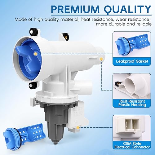 Miniatura 5 de Conjunto de filtro de bomba de drenaje de lavadora WH11X29539 actualizado para lavadora de carga superior GE, bomba de drenaje de ropa de repuesto