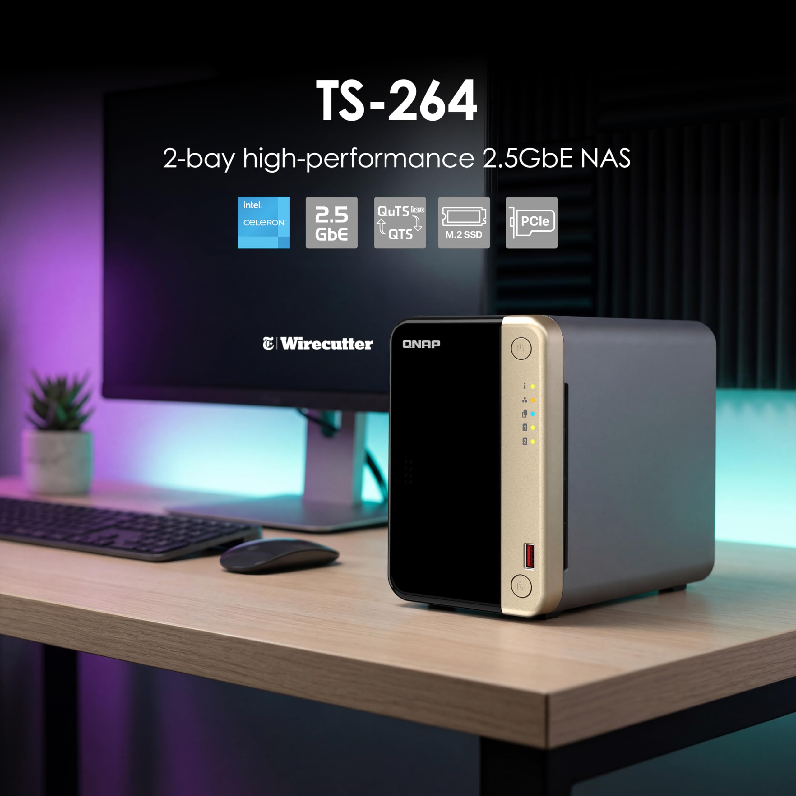 Amazon.com: QNAP TS-264-8G-US 2 Bay Desktop NAS | Intel Quad-core