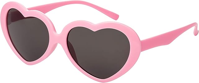 UltraByEasyPeasyStore Girls Heart Shaped Sunglasses Red Pink Heart Sunglasses Love Heart Glasses Retro