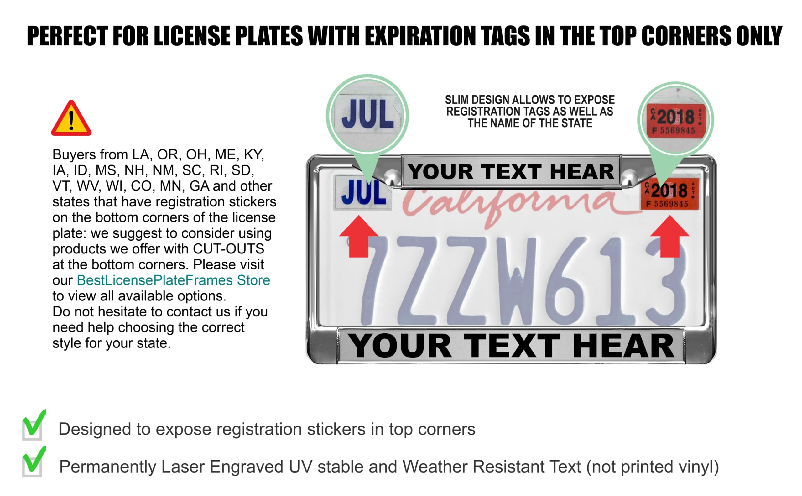 Custom Personalized Metal Laser Engraved Car License Plate Frame with Free caps - Picture 11 of 132