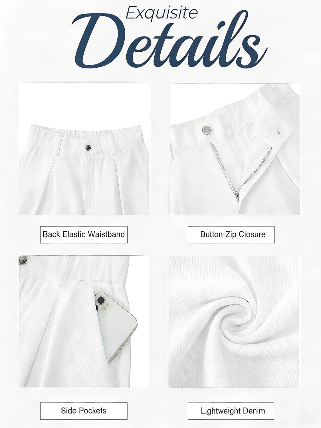 Tapata Women's Wide Leg Jeans 24/27/30/33 Inseam Petite Elastic Waist Baggy Denim Pants Plus Size Long Palazzo Trousers - Image 5