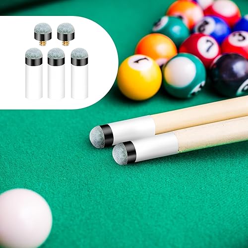 Miniatura 4 de Juego de 10 puntas de repuesto para palos de piscina con casquillos blancos para taco de billar, puntas de taco de billar atornilladas, puntas