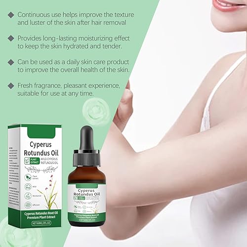 Miniatura 7 de Aceite Cyperus Rotundus para mujeres, aceite de pasto de nuez 100 % natural, aceite de Chipre, depilación de aceite de Cyperus, suaviza la piel y