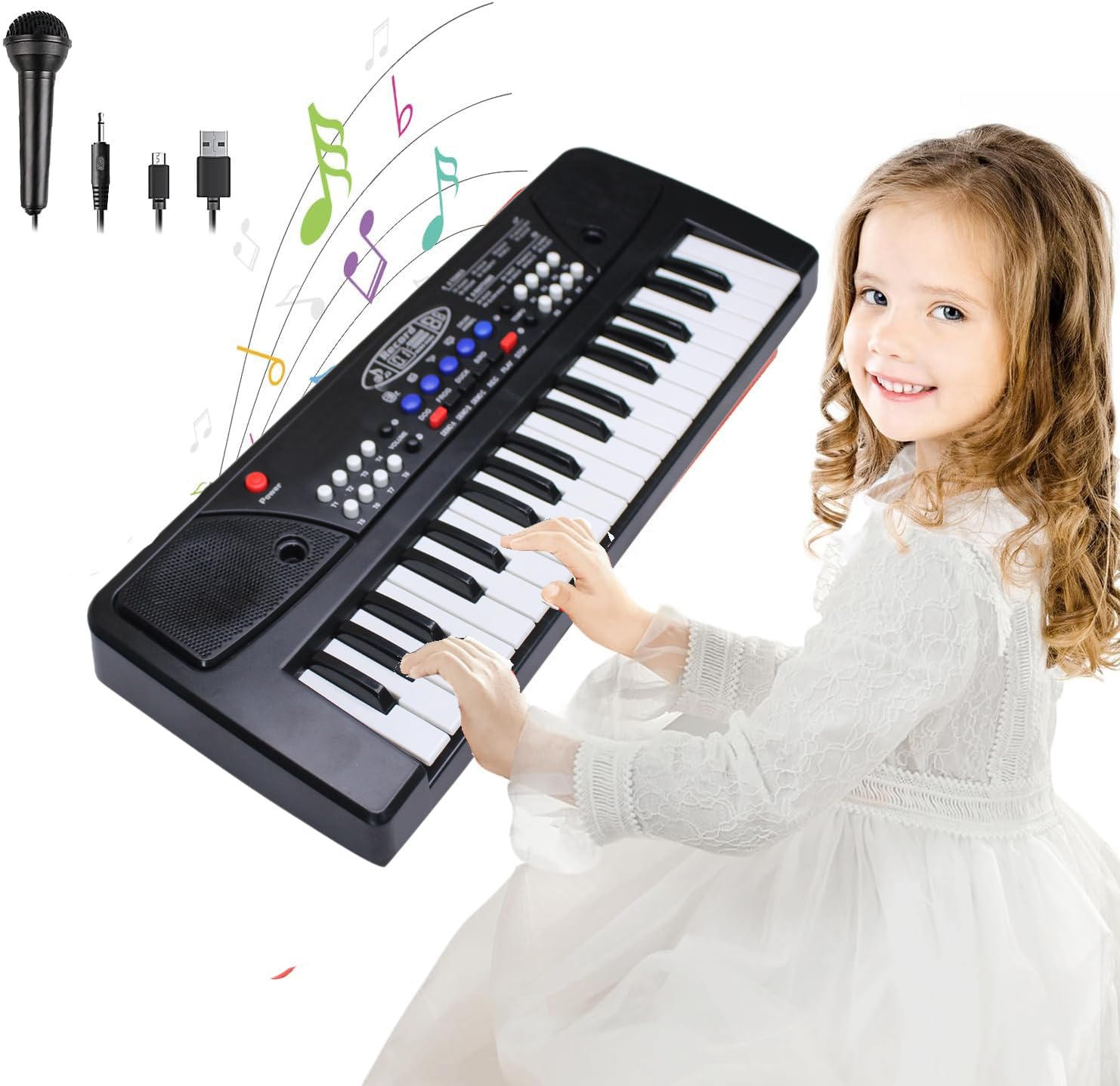 WIZME Kids Piano 37 Keys Portable Keyboard Piano/Musical Piano Keyboard for Beginner with Microphone Multifunctional Piano for Kids Boys and Girls Birthday Gift Items