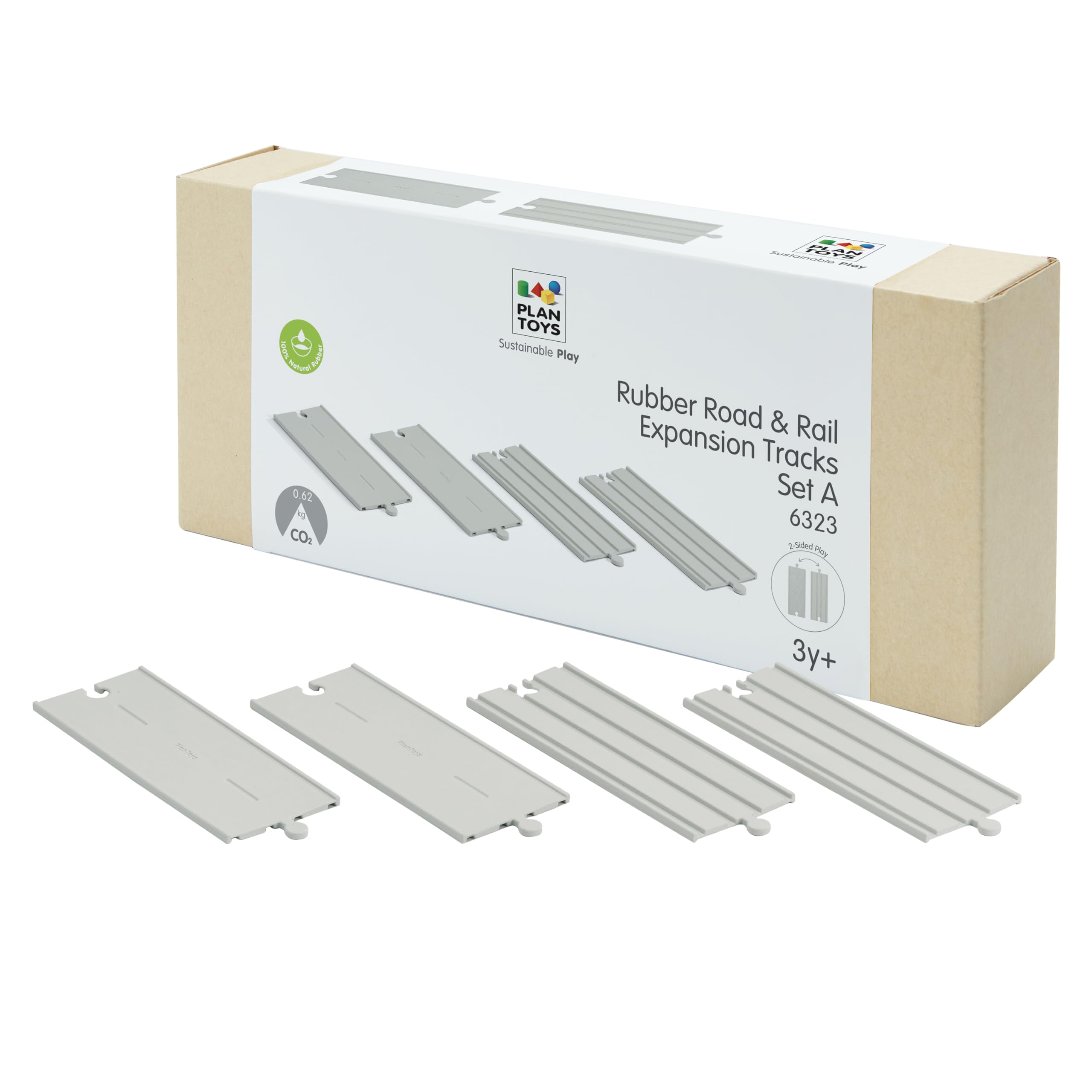 PlanToys® Rubber Road &amp; Rail Expansion Tracks Set A Montessori Kids Play