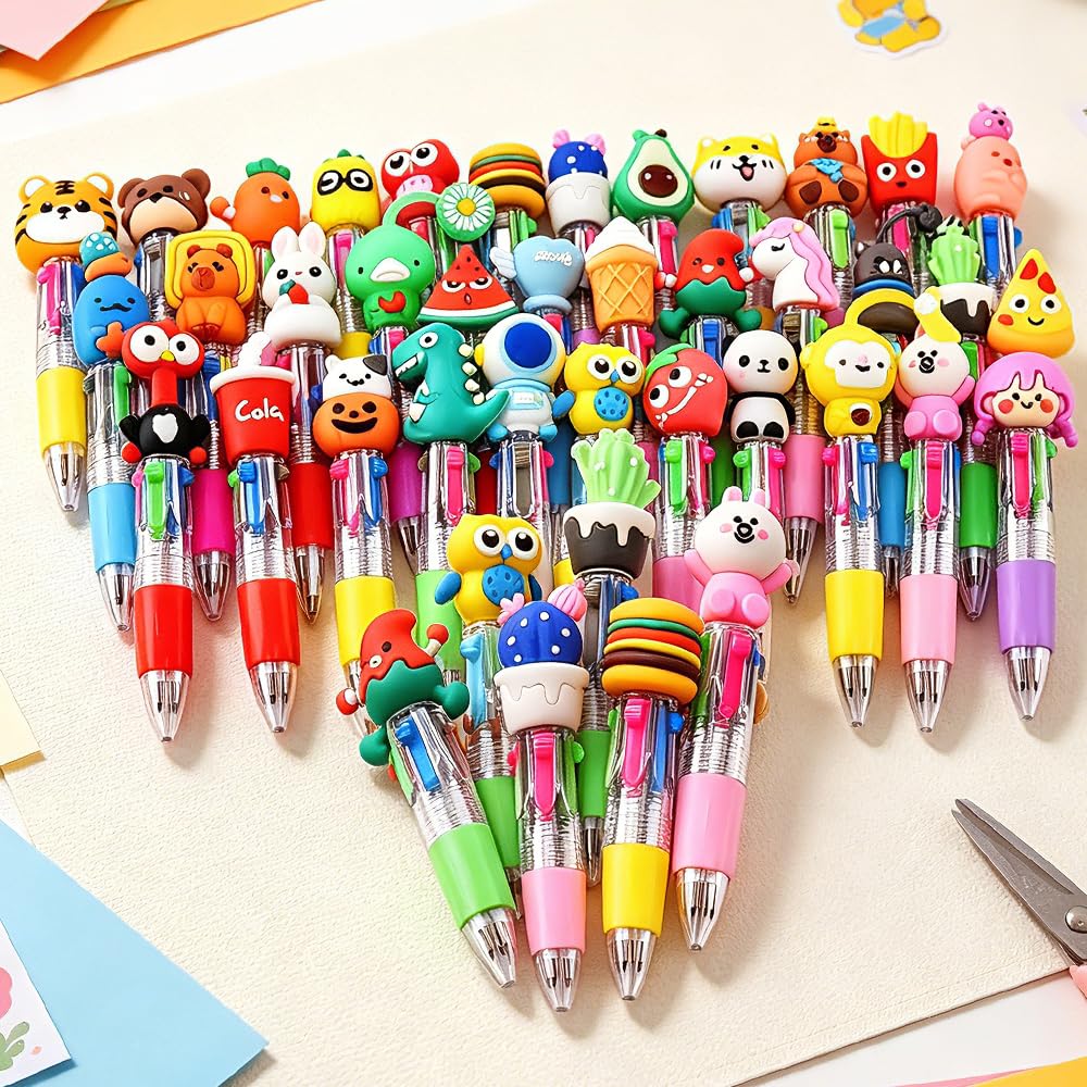 HIULLEN 30 Pcs Mini Multicolor Pens, Party Bag Pens, All in One 4 in 1 Cute Pen, Cute Pen Bulk for Party Bag Fillers for Kids Classroom Gifts Partys Favours School Supplies
