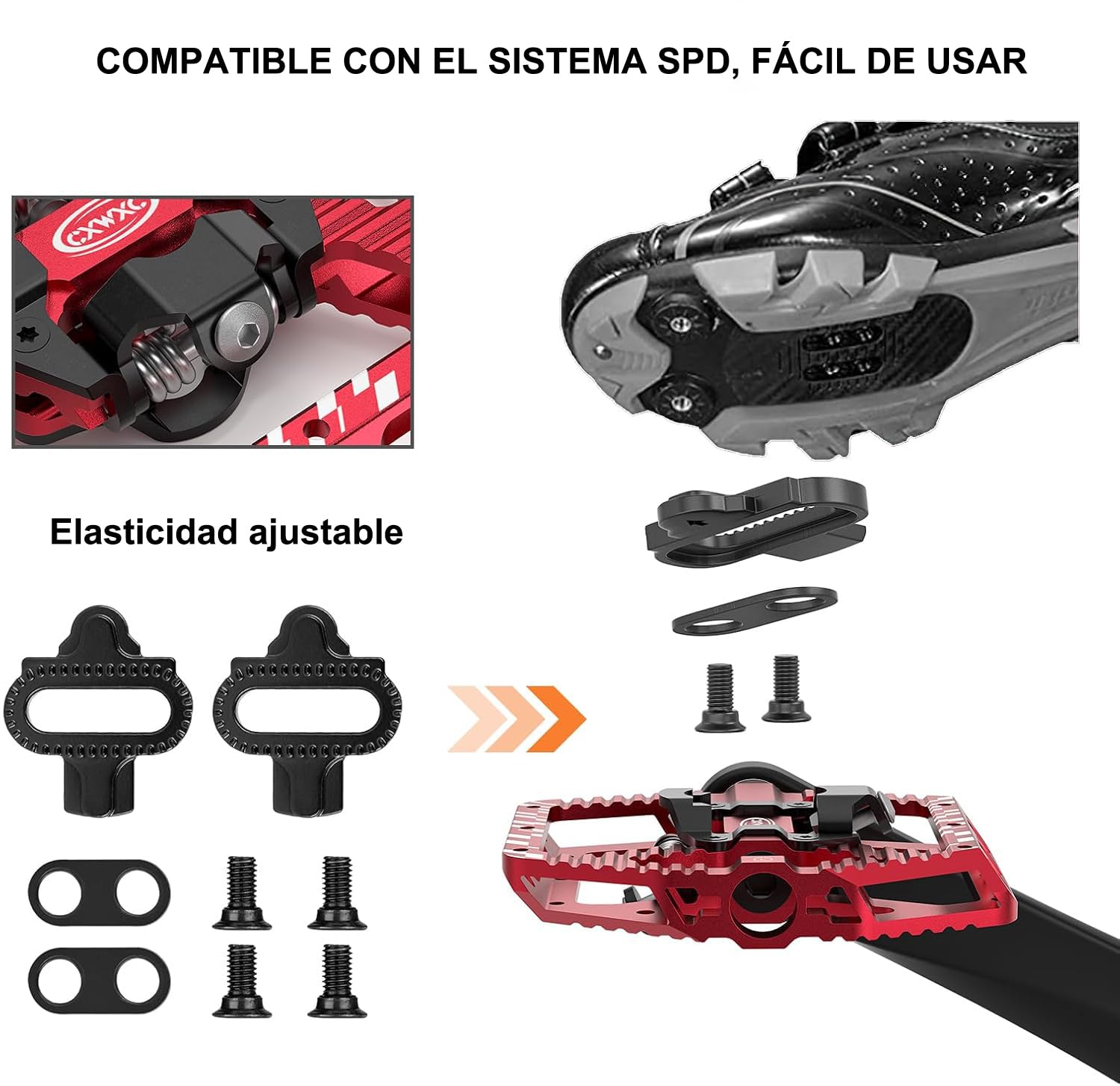 CXWXC Pedales de Bicicleta con Clic y Pedales Planos con 3 rodamientos, Pedales de Aluminio MTB, 9/16 Pulgadas, Pedales de Bicicleta para Bicicleta de Carretera, Bicicleta de montaña