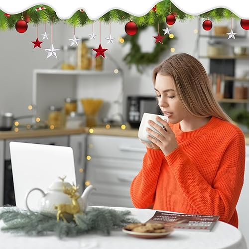 Miniatura 13 de Yaomiao 4 tazas de Navidad con tapa y cuchara de sombrero de Papá Noel, taza de café de cerámica de 16 onzas, bonita taza de café de Navidad