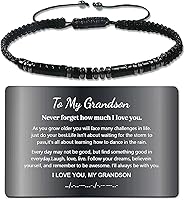 Vista 8 de Pulsera de código morse "Te quiero" con tarjeta de billetera grabada, regalos para hijo/nieto, pulsera de cuentas hecha a mano, regalos de Navidad